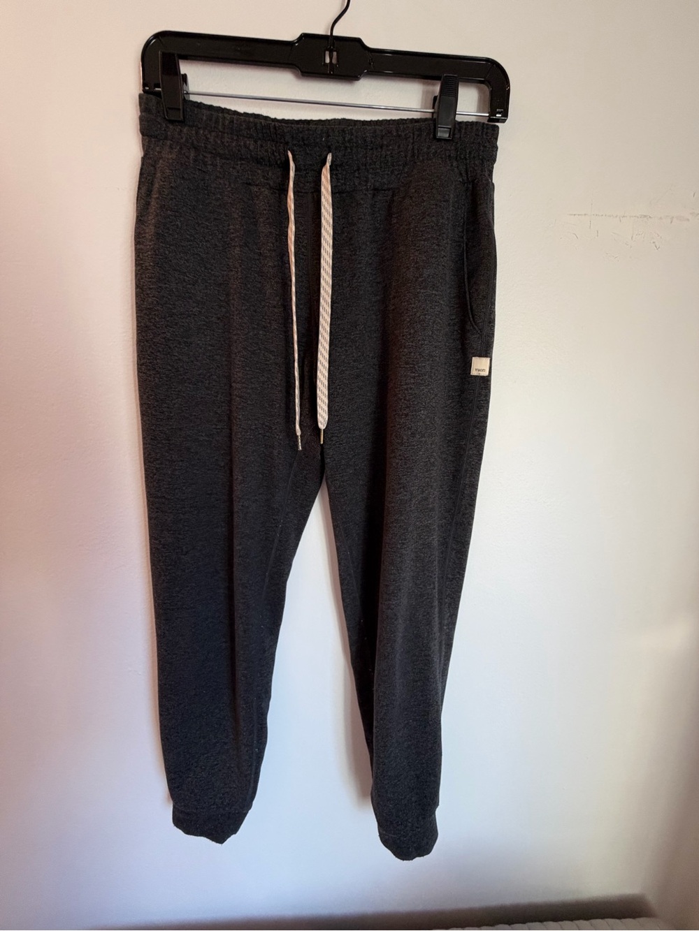 Vuori Dark Charcoal Jogger Pants with White Drawstring